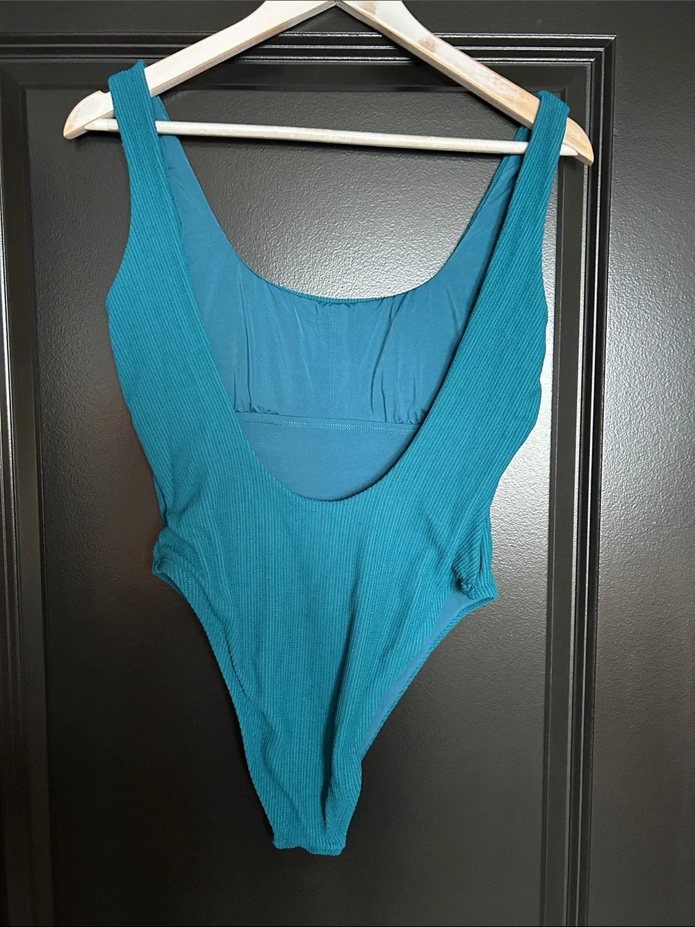 Vitamin A Ribbed One-Piece Swimsuit in Teal Large - Picture 3 of 4